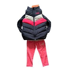 NEW!! PUMA Kids bundle outfit, Puffer vest, shirt & leggings, size 2